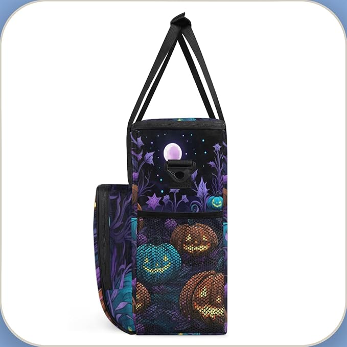 Gothic Moon Halloween Pumpkin Coffee Maker Carrying Bag Travel Storage Bag Compatible with K-Mini or K-Mini Plus Single Serve Coffee Brewer Carrying Case with Multiple Pockets &amp Shoulder Strap