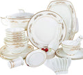 50 Pieces Bone China Dinnerware Set Kitchen White Porcelain Round Plates Dishes Bowls Chip Resistant Scratch Resistant Service for 10