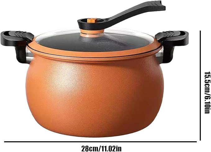 Non-Stick Pressure Pot Steam Vent 28X28X15.5CM Large Rice Cooker Transparent Lid Cookware Easy Clean For Cooking Canning Steam Rice Baking Bean Halloween Thanksgiving
