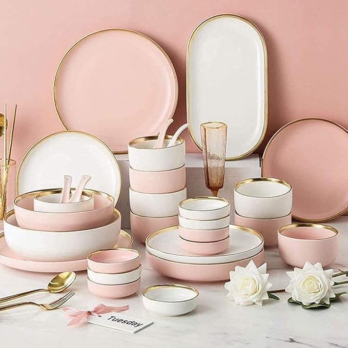 Dinnerware Set Plates and Bowls Sets 30 Pieces Porcelain Dinnerware Set Tableware Set Dish With Phnom Penh Dishwasher Safe
