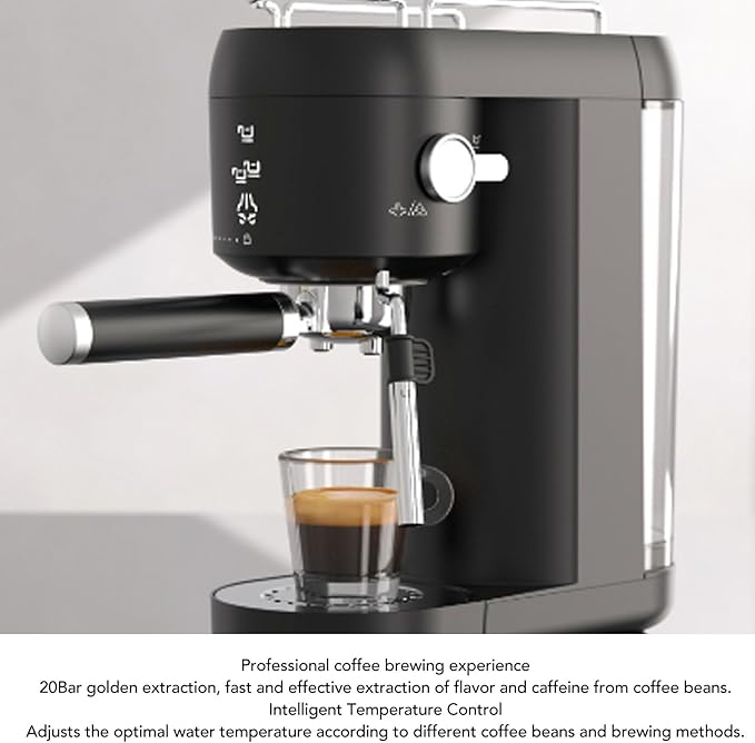 Asixxsix Espresso Machine 20 Bar Professional Espresso Maker with Milk Frother Steam Wand &amp Portafilter Tamper 1400W Intelligent Temperature Control Coffee Machine for Cappuccino
