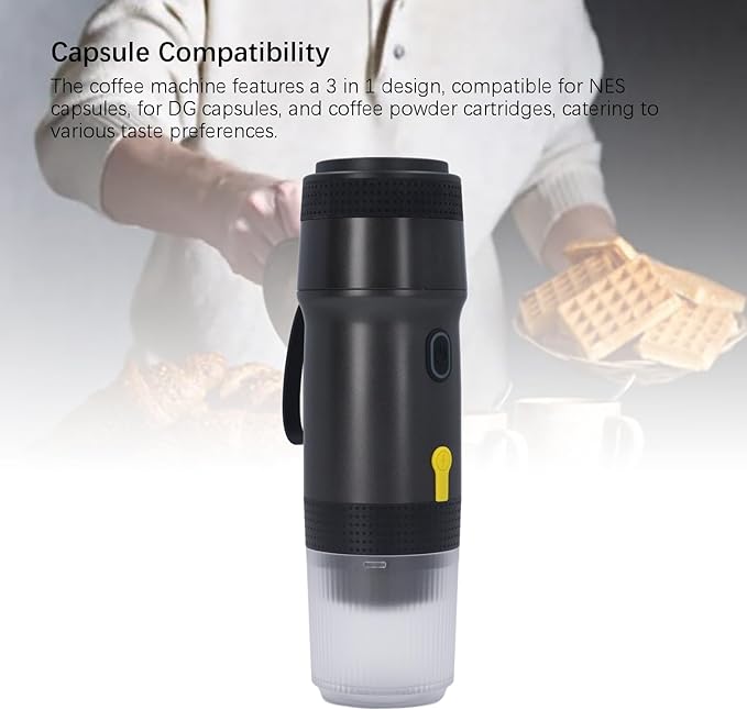 Sorandy Portable Automatic Coffee Maker Fast Heating Electric Espresso Machine Travel Coffee Press Kit with 20bar Pressure Extraction System for Outdoor Camping Travel Hiking Office