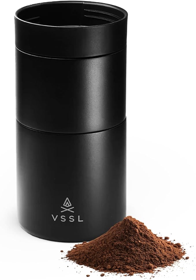VSSL - Nest Pour Over Coffee Set | Coffee Maker for Camping | All-In-One Travel Pour Over | Transportable Dripper 10oz Stainless Steel Travel Mug | Compact Storage &amp Adventure Ready | Black