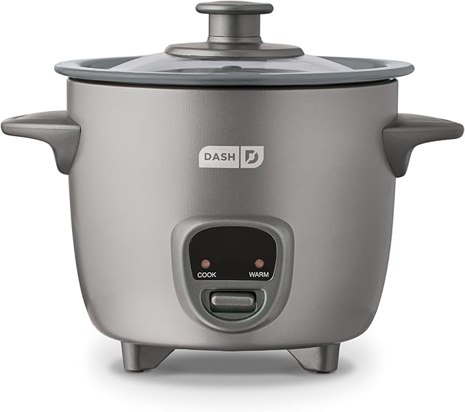 DASH Mini Rice Cooker Steamer with Removable Nonstick Pot Keep Warm Function &amp Recipe Guide .5 Quart for Soups Stews Grains &amp Oatmeal - Graphite