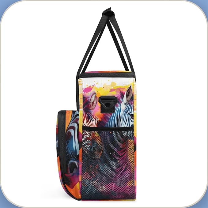 Colorful Zebra Coffee Maker Carrying Bag Abstract Zebra Travel Storage Bag Compatible with K-Mini or K-Mini Plus Single Serve Coffee Brewer Carrying Case with Multiple Pockets &amp Shoulder Strap