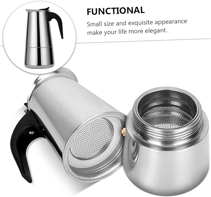 Style Coffee Pot Rapid Stovetop Brewer Stainless Steel Pressure Controlled Make Cappuccino Latte for Home Office