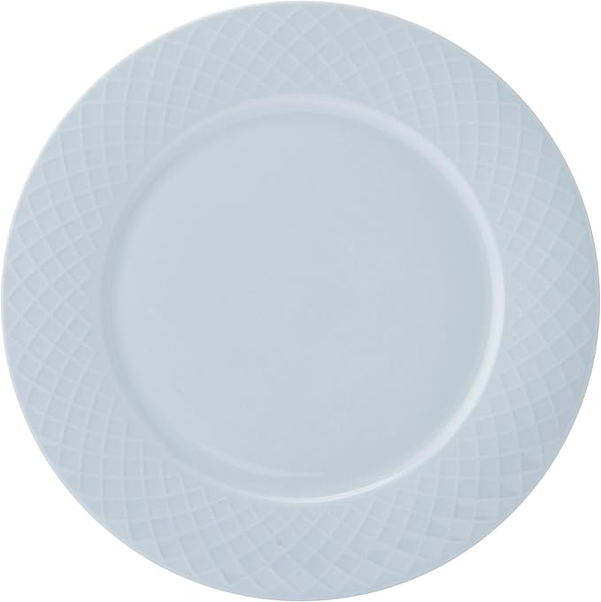 Mikasa Trellis Pastel Bone China Lightweight Chip Resistant 12 Piece Dinnerware Set Service for 4 Misty Blue
