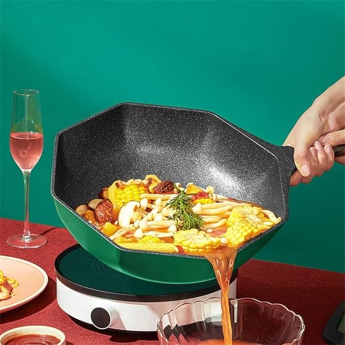 Cookware Octagonal Cookware Set Non-Stick Wok Pan Pan Pan Cooker Casserole Kitchen Hot Pot Pot Set