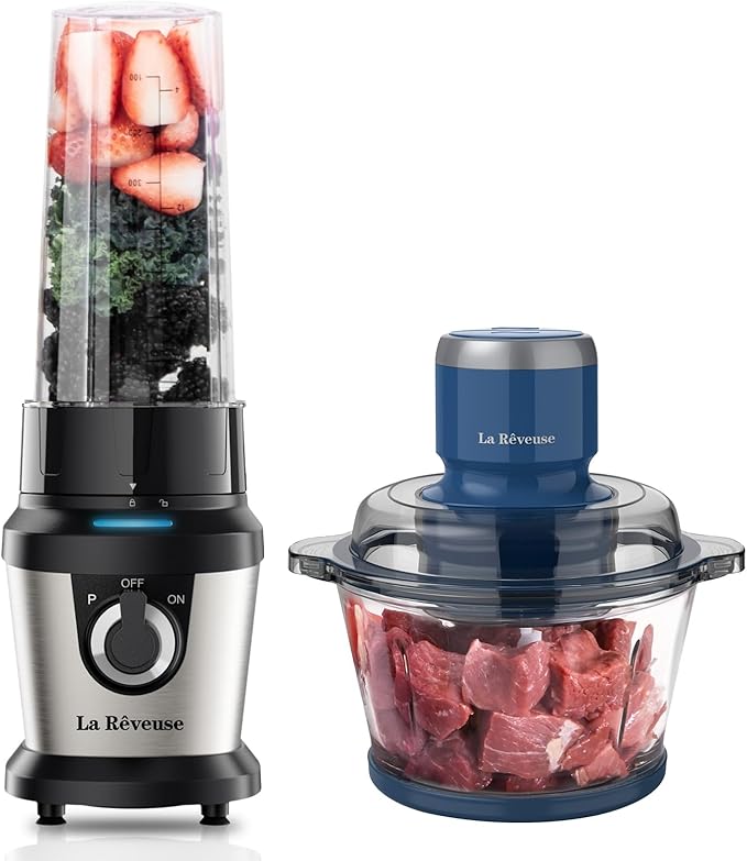 La Reveuse 400W Stainless Steel Smoothie Blender + La Reveuse 7-Cup Food Chopper