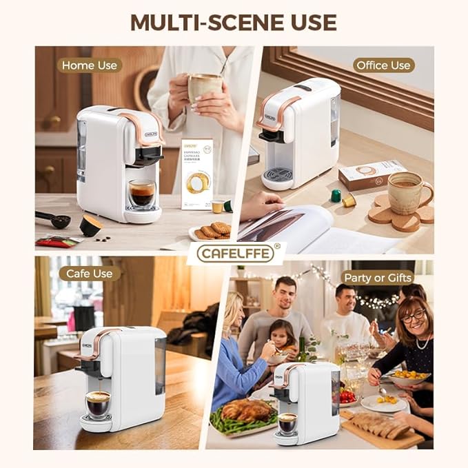 MK-603 Mini Multi Pod Coffee Maker with 260ml Portable Coffee Cup 4 in 1 Hot/Cold Single Serve Espresso Machine Compatible with K Cup Nes OriginalDG Capsules/Ground Fast Brew Black