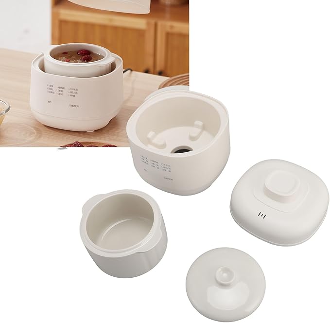 Electric Stew Pot Small Slow Cooker 1QT Smart Appointment Ceramic Interior Pot Automatic Multifunction Rice Cooker Electric Stew for Home Kitchen