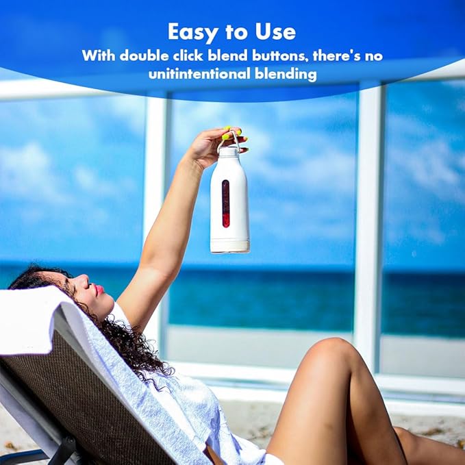HydraBlend Portable Travel Blender for Smoothies and Shakes 14oz Personal Blender with 4 Stainless Steel Blades BPA-Free USB-C Rechargeable Leakproof-Lid