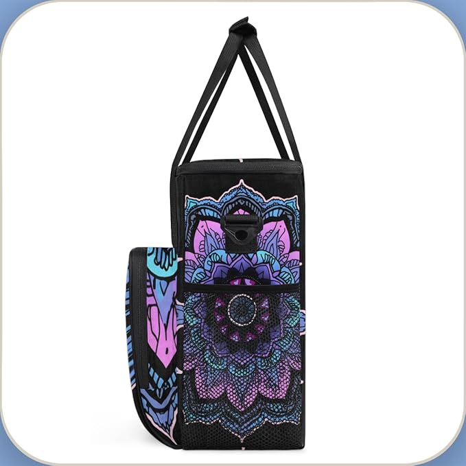Gradient Mandala Coffee Maker Carrying Bag Mandala Circular Travel Storage Bag Compatible with K-Mini or K-Mini Plus Single Serve Coffee Brewer Carrying Case with Multiple Pockets &amp Shoulder Str