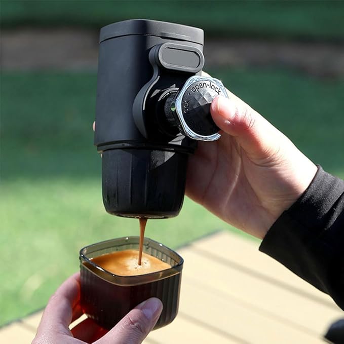 Portable Coffee Maker 2 in 1 Small Travel Coffee Machine Manually Operated for Ground Coffee &amp Capsule15 Bar Small Handheld Coffee Machine for Camping Travelor Office Use