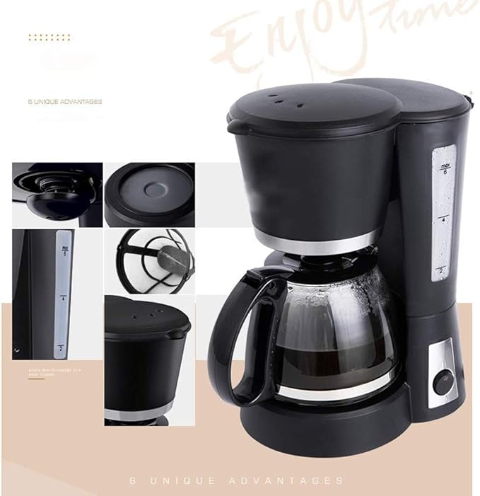Coffee Machine 600ML Filter Coffee Machine|550W Instant CoffeeEspressoMacchiato CoffeeEtc.|Anti-dryAnti-drip FunctionAutomatic Shutdown Function(black)Compatible with espres