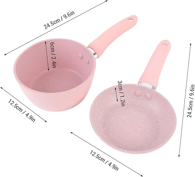 Pots and Pans Set Aluminum Alloy Non Stick Kitchen Cookware Set with Frying Pan and Soup Milk Pot for Electric Ceramic Stove Even Heating Easy to Clean