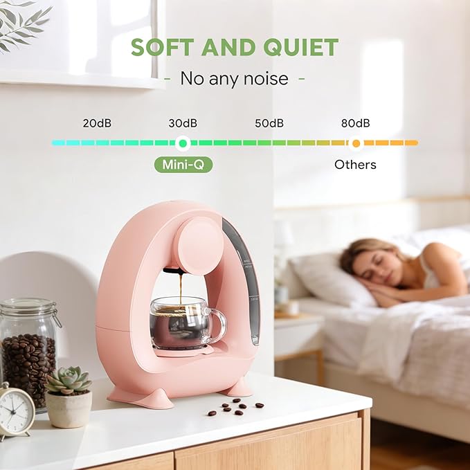 BENFUCHEN Pod and Grounds Single-Serve Coffee Maker 2 in 1 One Cup Coffee Machine Compatible with K-Cup Pod &amp Coffee Grounds/Tea Compact Design 4-8oz Pink