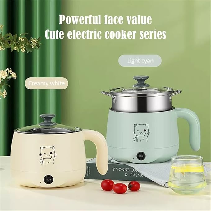 220V Multifunction Non-Stick Pan Samll 1-2 People Hot Pot Multi Electric Rice Cooker Home Dormitory Electric Cooking Machine (B 2L) (B 1L)