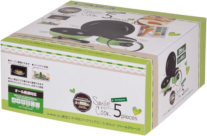 Parukinzoku Smile Cook fluorine processing IH correspondence Cook wear mini 5-piece set Pale green HB-483