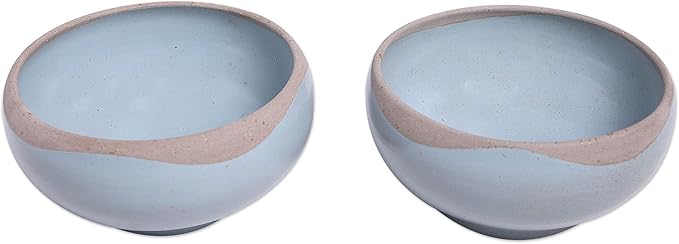 NOVICA Blue Ceramic Bowls Dinnerware Set From Indonesia 'Blue Bounty'