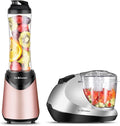 La Reveuse 300W Personal Size Blender (Pink) + La Reveuse 1.3-Cup Mini Food Chopper (Silver)