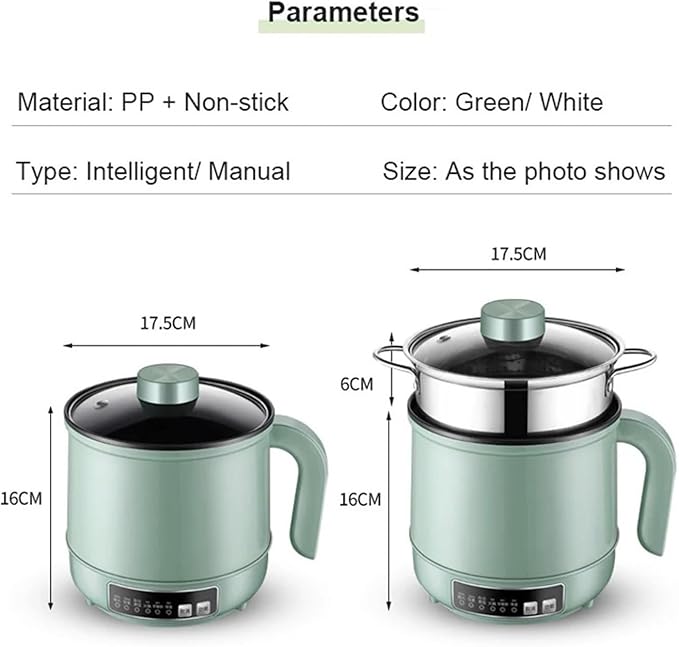 GRFIT Multifunction Electric Rice Cooker Dormitory Mini Electric Hot Pot Intelligent Electric Cooking Machine Non-Stick Pan 1-2 People (Color : Single Layer)
