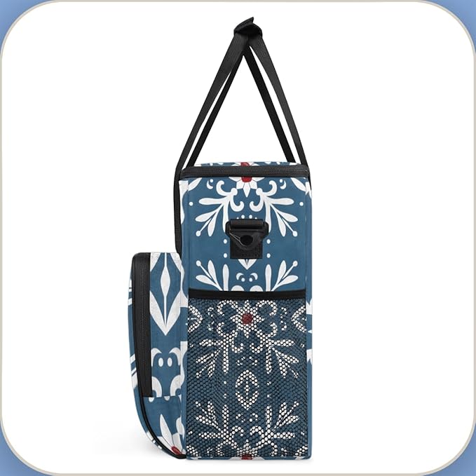 Fantastic Snowflakes Christmas Coffee Maker Carrying Bag Travel Storage Bag Compatible with K-Mini or K-Mini Plus Single Serve Coffee Brewer Carrying Case with Multiple Pockets &amp Shoulder Strap