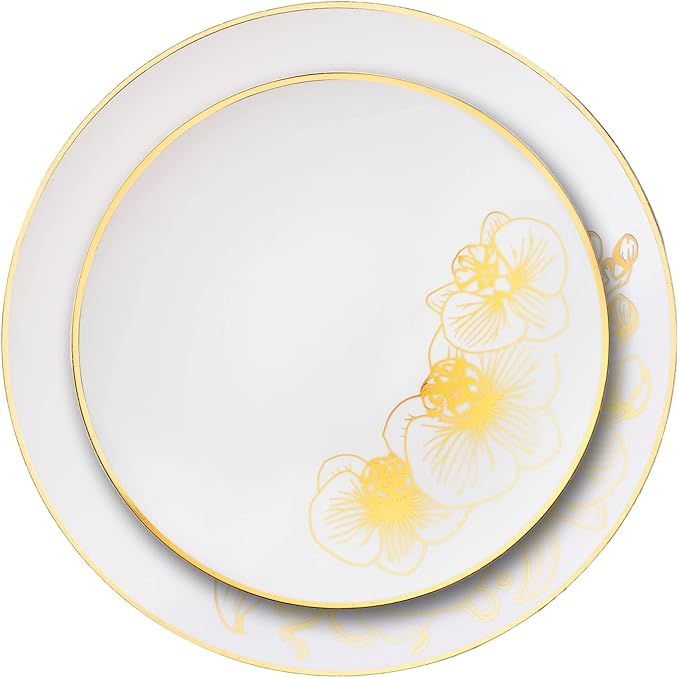 Nicole Fantini's Elegant Orchard Collection Party Dinner Sets: Economical Stylish Navy White &amp Gold Party Serving for 50 Person: Pieces