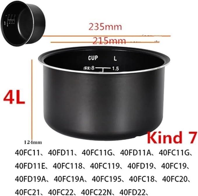 Electric Rice Cooker Inner Pot Compatible for SUPOR Electric Pressure Cooker Inner Pot 2.5L/3L/4L/5L/6L Non Stick Pot Inner Pot (Multiple Kind 7(4L))