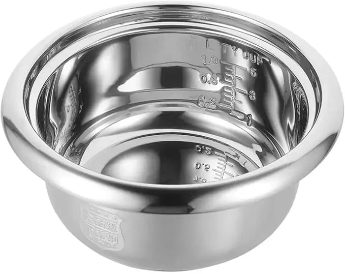 1 Pieces Cooker Inner Pot Large Capacity Rice Cooker Pot Stainless Steel Round Cake Baking Pot Rice Cooking Pot 3L