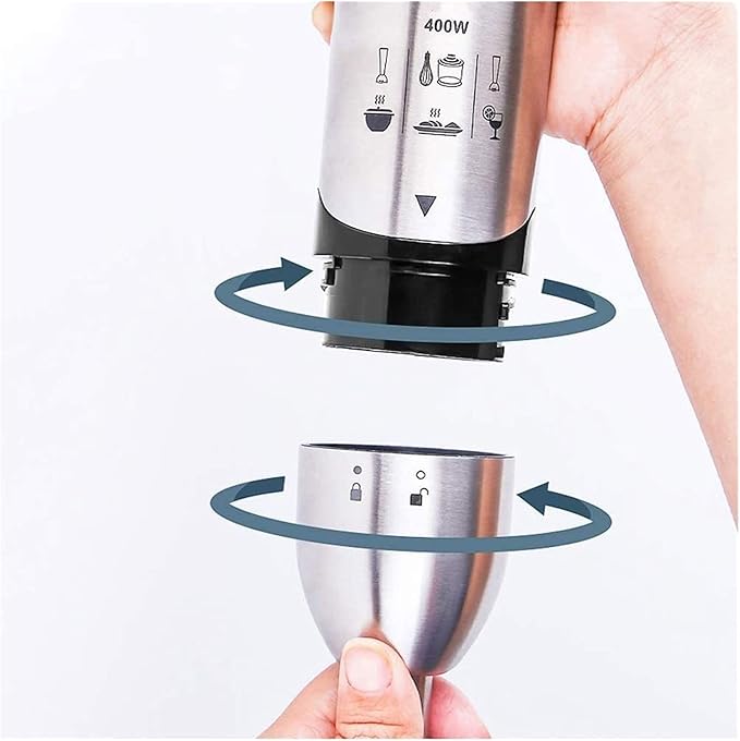Hand Blender 6-in-1 Immersion Stick Blender 400W Electric Handheld Blender Set with 500ml Chopper 500ml Container Milk Frother Egg Whisk for Smoothies Sauces Soups