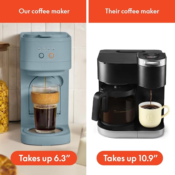 BELLA VersaBrew 2-in1 Coffee Maker K-Cup compatible Brew 3 Sizes Carafes &amp Single Serve Cups Dishwasher Safe Reusable Filter &amp Filter Holder Iced Coffee Function 60oz Tank Surf