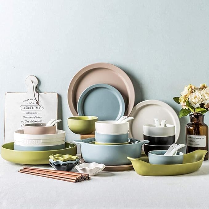 GaRcan Dinner Plate Luxurious Dinner Set for Party or Wgifts Dinnerware Sets Dinner Plates 46 Pieces Dish Sets Includes Bowls/Dessert Plates/Saucers Dishwasher &amp Microwave Safe/Natural (Natural