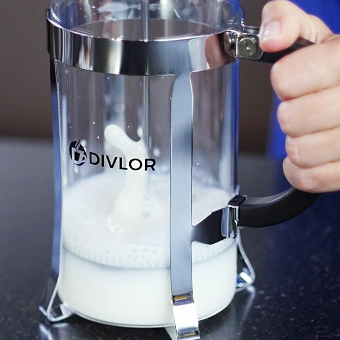 French Press Coffee Maker - 34 Ounce 8 Cups Clip Spoon and 2 Bonus Filter Included By Divlor