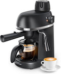 Espresso Machine with Milk Frother 1-4 Cup Mini Expresso Coffee Maker for Home Latte Cappuccino Includes Carafe Black No Apply to Use Ground and Any Fine