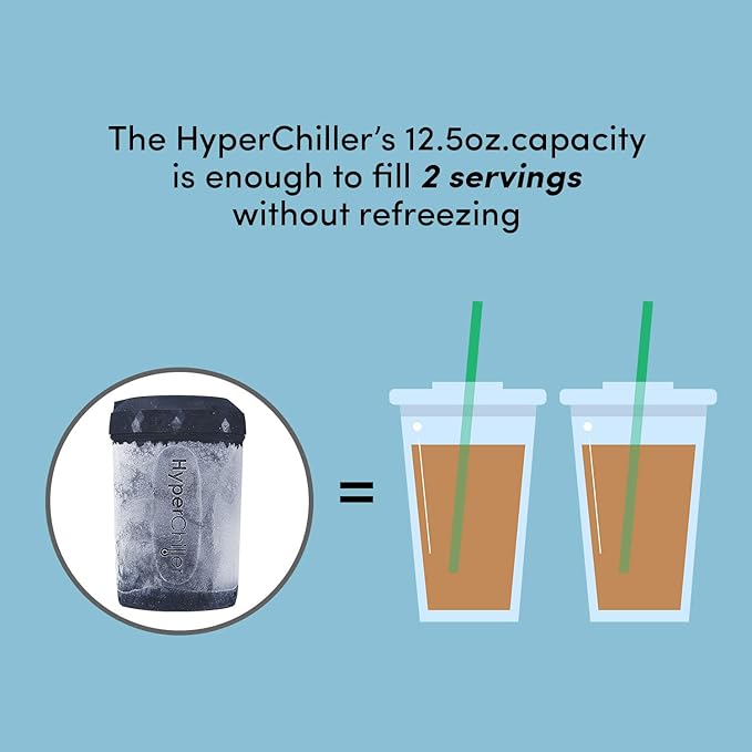 HyperChiller HC2BG Patented Iced Coffee/Beverage Cooler NEW IMPROVEDSTRONGER AND MORE DURABLE! Ready in One Minute Reusable for Iced Tea Wine Spirits Alcohol Juice 12.5 Oz Slate Blue