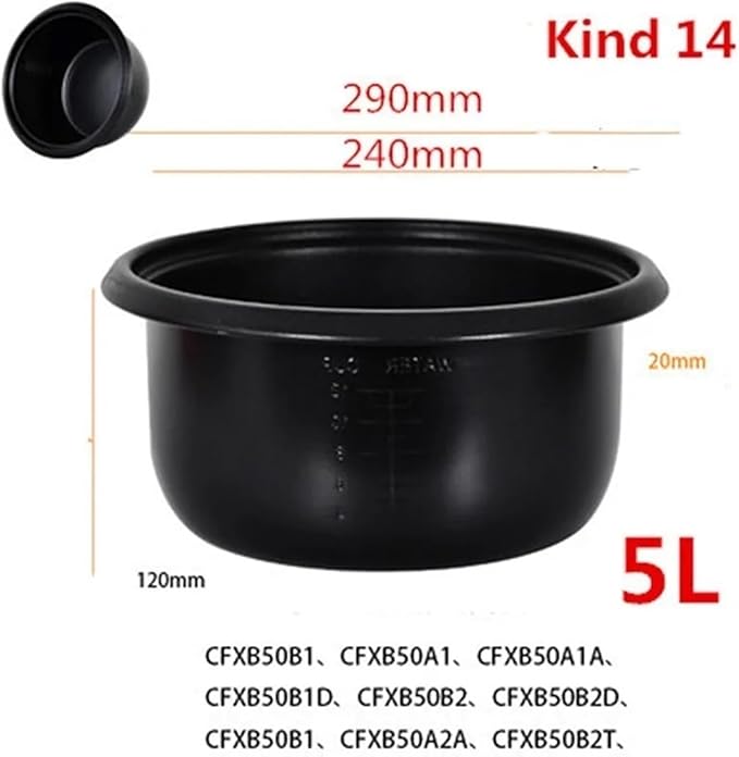 Electric Rice Cooker Inner Pot Compatible for SUPOR Electric Pressure Cooker Inner Pot 2.5L/3L/4L/5L/6L Non Stick Pot Inner Pot (Multiple Kind 14(5L))