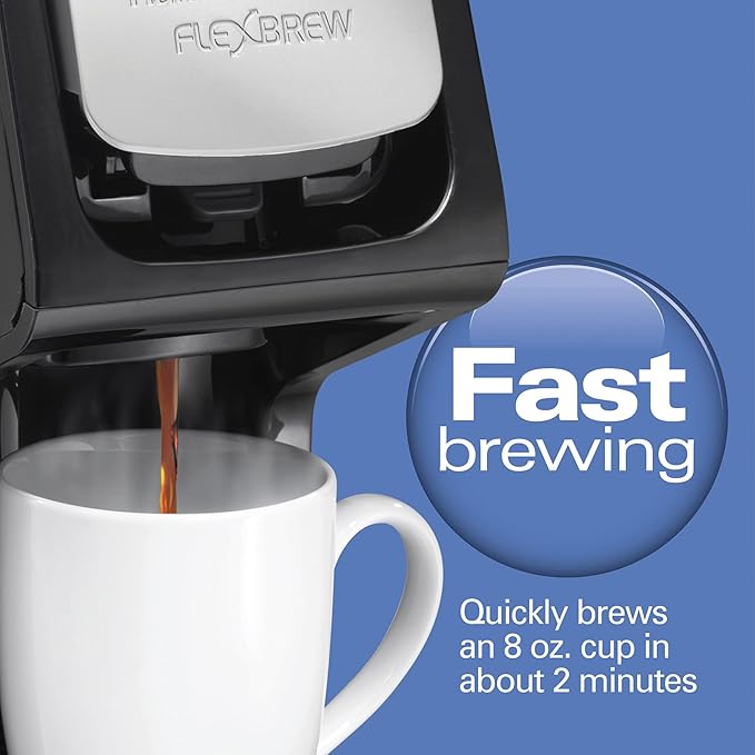 Hamilton Beach FlexBrew Single Serve Coffee Maker Coffee Machine Compatible with Pod Packs and Grounds Black Next Gen (49900)