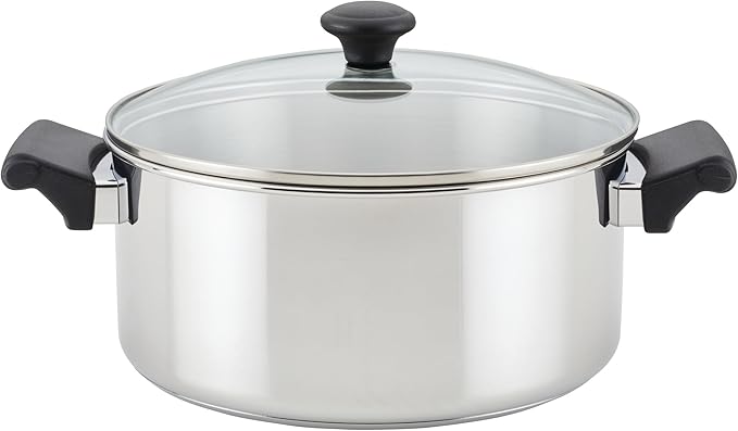 Farberware Classic Traditions Stainless Steel Cookware Induction Pots and Pans Set with Prestige Cooking Utensils 12 Piece - Stainless Steel