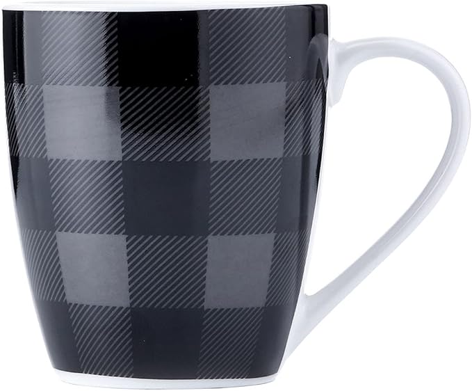 Safdie &amp Co. Buffalo Plaid Grey Black 16 Piece Dinnerware Set Service for 4 Fiesta Dinnerware home trends and home food network essentials Porcelain dinner plates 16 L x 12 W x 15 H