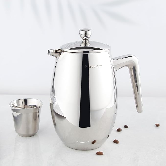 Easyworkz Nando French Press 23 oz Double Wall Insulated Thermal Coffee Maker304 Stainless Steel Cafetiere