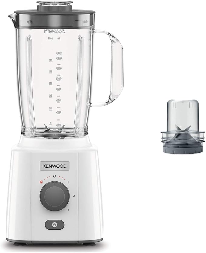 Kenwood BLP41.C0WH Blender 2L jug with practical handle steel blades 3 speeds+pulse including chopped accessory non-slip feet plastic white and gray