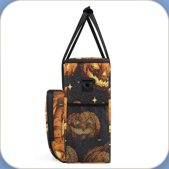 Magical Pumpkin Coffee Maker Carrying Bag Glitter Pumpkin Travel Storage Bag Compatible with K-Mini or K-Mini Plus Single Serve Coffee Brewer Carrying Case with Multiple Pockets &amp Shoulder Strap