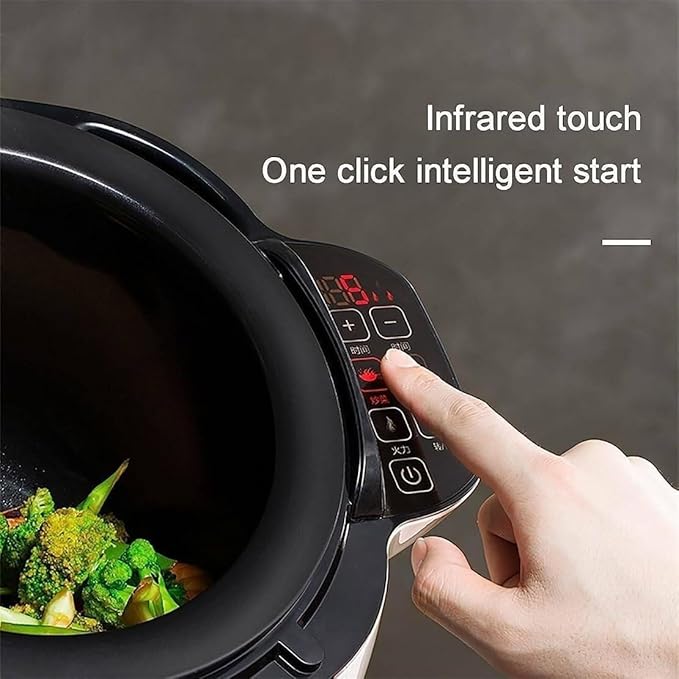 6L Intelligent Automatic Cooking Machine Multi-Function Stir-Fry Machine with 360° Rotating and 3D All-Round Heating One-Click Smart Start 3 Speed Adjustable for Home Restaurant