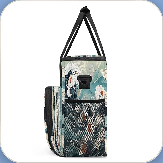 Waves Ocean Design Coffee Maker Travel Bag for K-Mini or K-Mini Plus Single Serve Coffee Brewer Portable Storage Tote Case for Tarvel