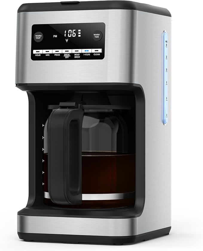 COWSAR 14-Cup Coffee Maker 24-Hour Programmable Coffee Brewer Keep Warm Drip Free Washable Filter Stainless Steel Silver - Commercial Performance