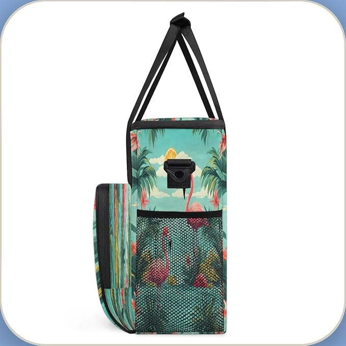 Tropical Hawaiian and Flamingo Coffee Maker Carrying Bag for Keurig K-Mini or K-Mini Plus Storage Portable Coffee Maker Travel Bag