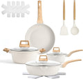 13 pcs Pots and Pans Set Nonstick Cookware Sets White granite Induction Cookware Non Stick Cooking Set Frying Pans &amp Saucepans PFOS PFOA Free (13 PCS)