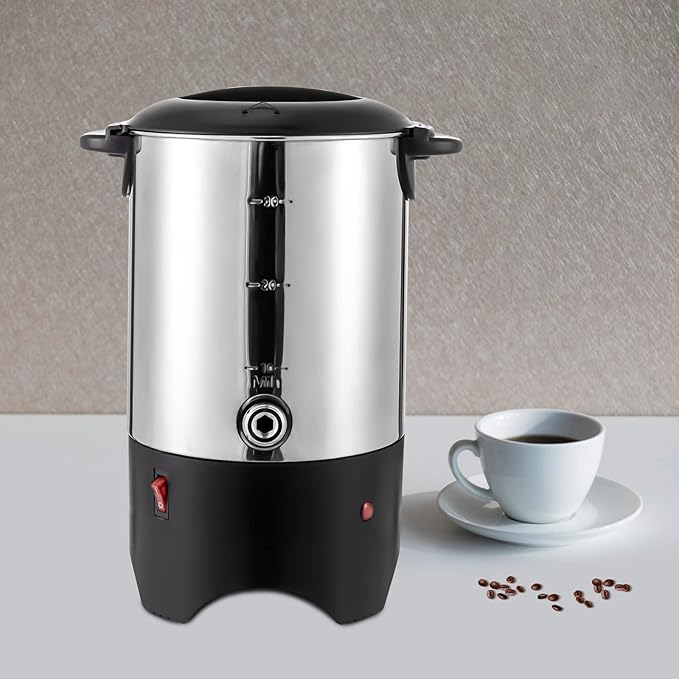 5l Stainless Steel Coffee Urn30-Cup Electric Heating And Holding Coffee Maker1000w Fast Heating Beverage DispenserStainless Steel Coffee MakerFor Cafes Cafeterias Offices