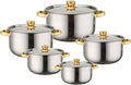Stainless Steel Cookware Set - 10 Piece Cooking Gadgets Non Stick Kitchen Pots Durable Cookware | Soup Pasta Stew Camping for Soup Pasta Stew Camping